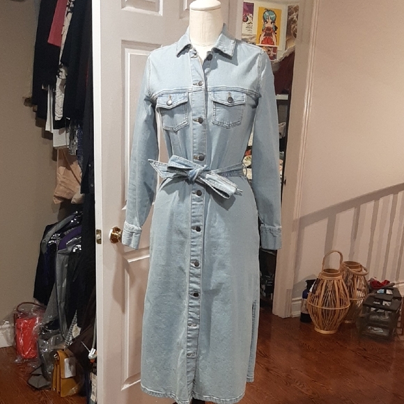 Dresses & Skirts - Denim Button-Down Belted Dress